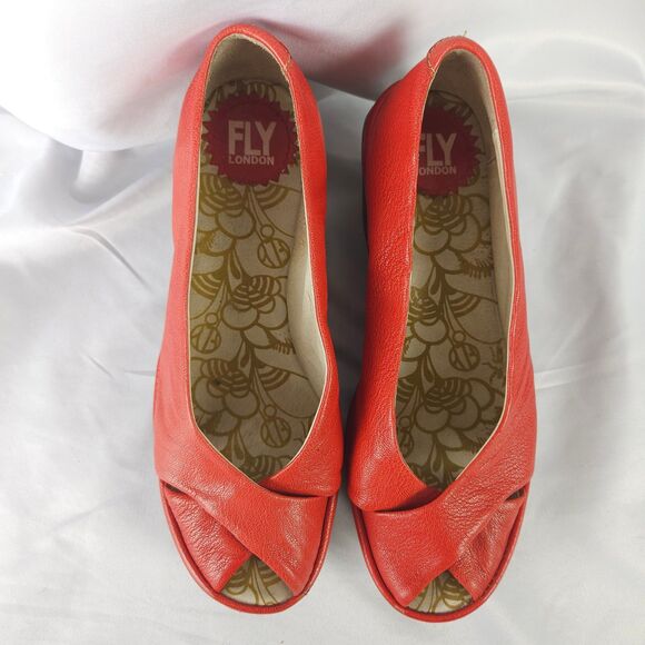 Fly London Women's  Sz 7 / 7.5 US  EU 38 Yoma307fly Peep Toe Wedge Sandal - Picture 2 of 10